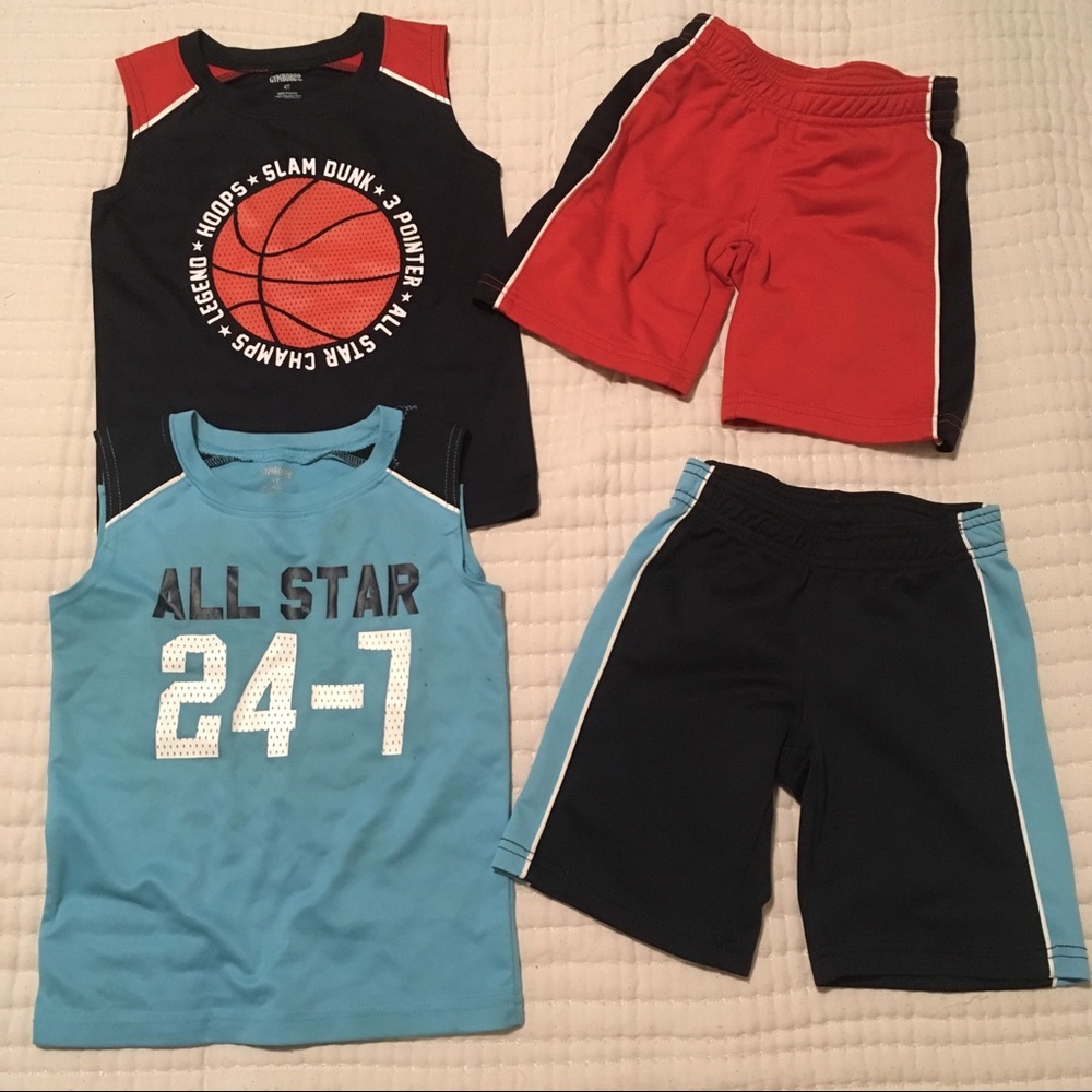 2 sets of boy basketball shirt & shorts outfit